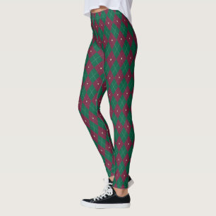 Women's Green Argyle Leggings