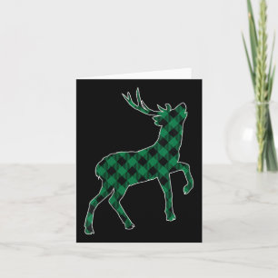 Womens Green Black Buffalo Plaid Deer Reinapparel Card