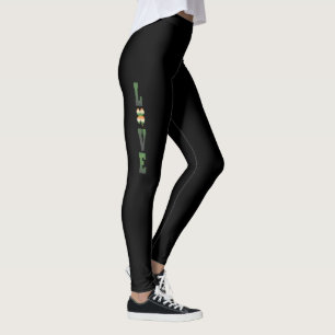 Women's Green Sparkle Black Leggings