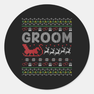 Womens Groom Bride Christmas Xmas Ugly Matching Co Classic Round Sticker
