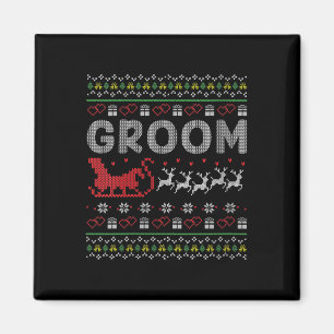 Womens Groom Bride Christmas Xmas Ugly Matching Co Magnet