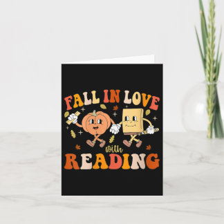 Womens Groovy Fall In Love With Reading Thanksgivi Card