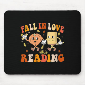Womens Groovy Fall In Love With Reading Thanksgivi Mouse Mat