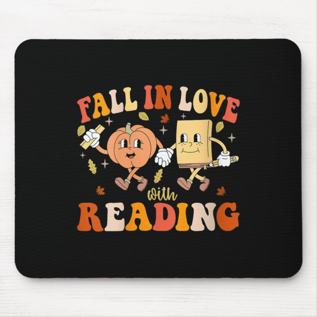 Womens Groovy Fall In Love With Reading Thanksgivi Mouse Mat (Front)