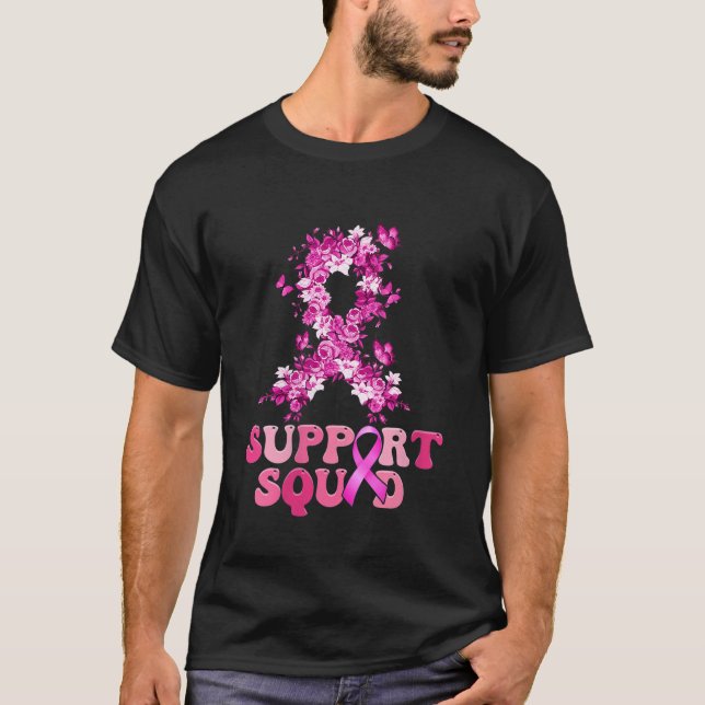Womens Groovy Pink Warrior Breast Cancer Butterfly T-Shirt (Front)