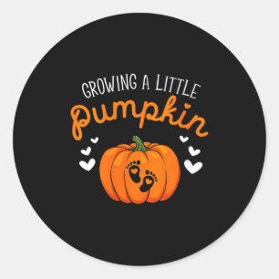 Womens Growing A-little Pumpkin Halloween Pregnanc Classic Round Sticker