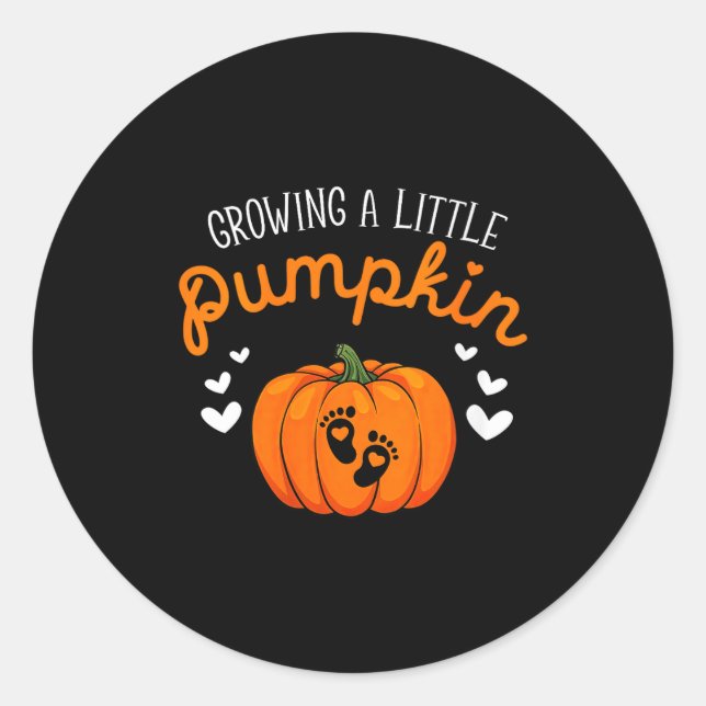 Womens Growing A-little Pumpkin Halloween Pregnanc Classic Round Sticker (Front)