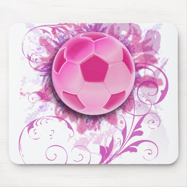 Women's Grunge Floral Soccer Mouse Pad (Front)