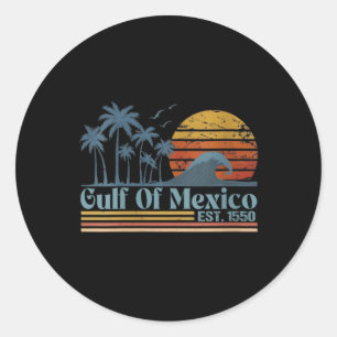Womens Gulf Of Mexico Est 1550 Retro Vintage Beach Classic Round Sticker