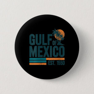 Womens Gulf Of Mexico Est 1550 Retro Vintage V-nec 6 Cm Round Badge