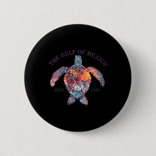 Womens Gulf Of Mexico Turtle Vintage Funny V-neck 6 Cm Round Badge