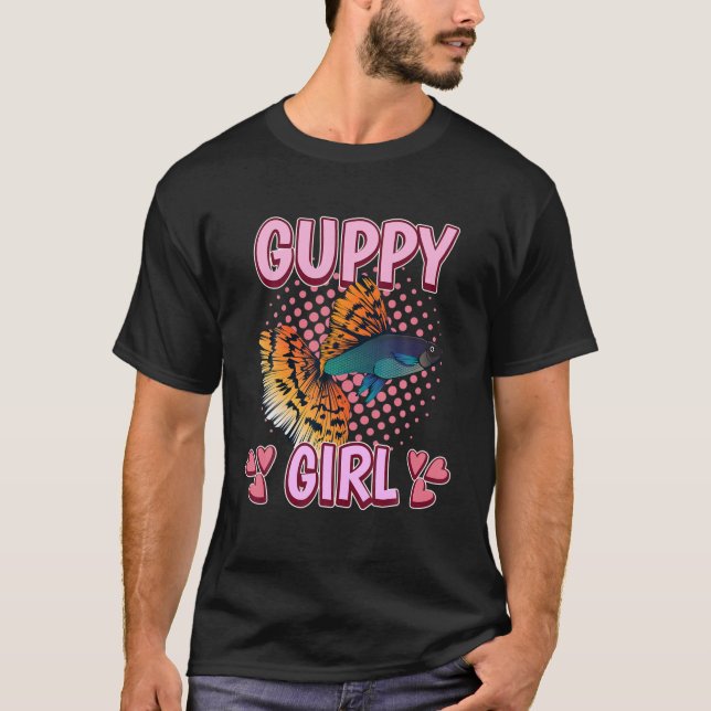 Womens Guppy Girl Quote Fish Aquarium Owner Guppie T-Shirt (Front)