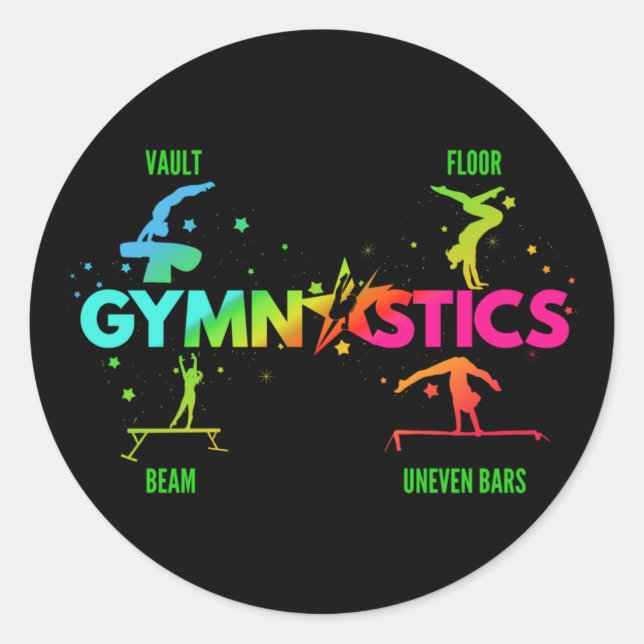 Women's Gymnastics Bars Beam Vault Floor Classic Round Sticker (Front)