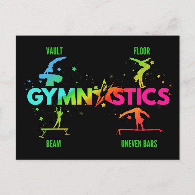 Women's Gymnastics Bars Beam Vault Floor Postcard (Front)