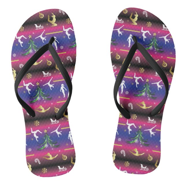 Women's Gymnastics Christmas Tree Flip Flops (Footbed)