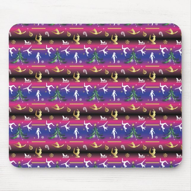 Women's Gymnastics Christmas Tree Mouse Mat (Front)