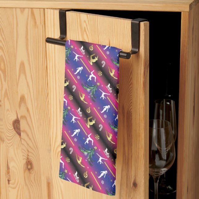 Women's Gymnastics Christmas Tree Tea Towel (Thirds Fold)
