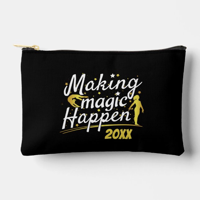 Women's Gymnastics Making Magic Happen Quote Accessory Pouch (Front)