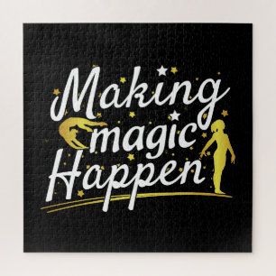 Women's Gymnastics Making Magic Happen Quote Jigsaw Puzzle