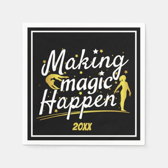 Women's Gymnastics Making Magic Happen Quote Napkin (Front)