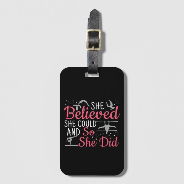 Women's Gymnastics - She Believed She Could Luggage Tag (Front Vertical)