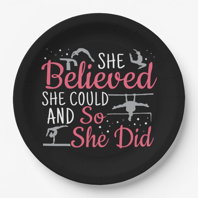Women's Gymnastics - She Believed She Could Paper Plate (Front)