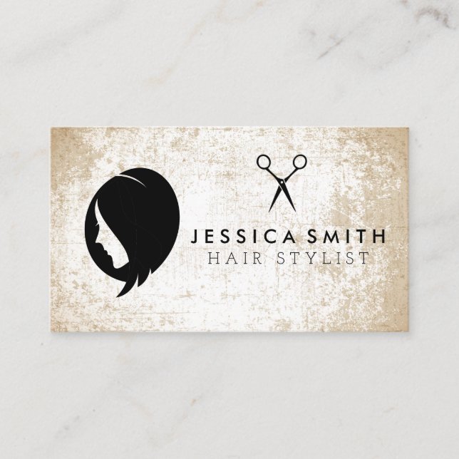 Womens Hair | Salon Scissors | Grunge Business Card (Front)
