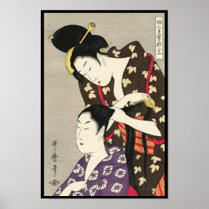Womens hairdressing Utamaro Yuyudo ukiyo-e art Poster