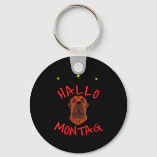 Womens Hallo Montag Lettering With Dog And Stars D Key Ring