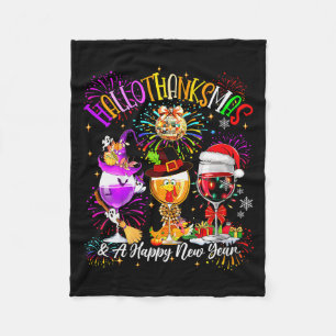 Womens Hallothanksmas & A Happy New Year Firew Fleece Blanket