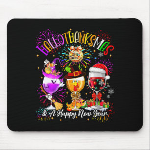 Womens Hallothanksmas & A Happy New Year Firew Mouse Mat