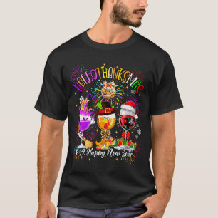 Womens Hallothanksmas &amp; A Happy New Year Firew T-Shirt