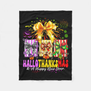 Womens Hallothanksmas &amp; A Happy New Years Eve  Fleece Blanket