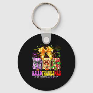 Womens Hallothanksmas & A Happy New Years Eve Key Ring