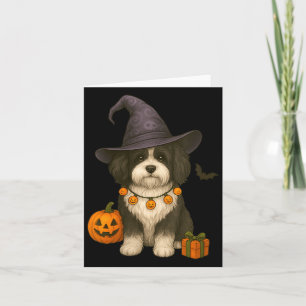 Womens Halloween Black And White Havanese Dog Card