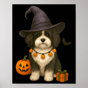 Womens Halloween Black And White Havanese Dog Poster