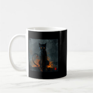 Womens Halloween Black Cat V-Neck Coffee Mug