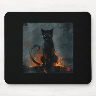 Womens Halloween Black Cat V-Neck Mouse Mat