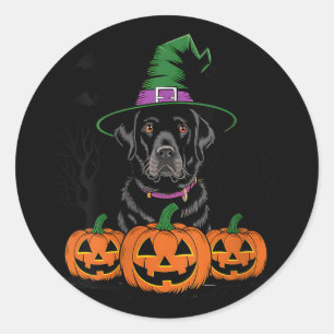 Womens Halloween Black Labrador Retriever Dog Classic Round Sticker