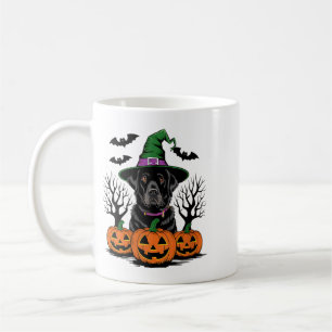 Womens Halloween Black Labrador Retriever Witch Coffee Mug