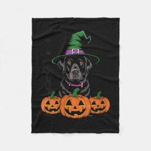Womens Halloween Black Labrador Retriever Witch Fleece Blanket