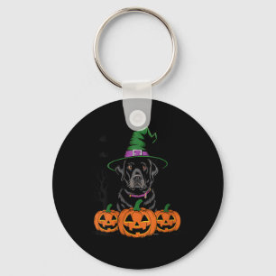 Womens Halloween Black Labrador Retriever Witch Key Ring