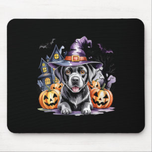 Womens Halloween Black Labrador Retriever Witch Mouse Mat