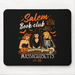 Womens Halloween Book Reading Witch Salem Book Clu Mouse Mat