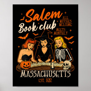 Womens Halloween Book Reading Witch Salem Book Clu Poster