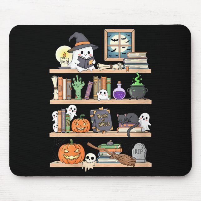 Women's halloween books ghost  mouse mat (Front)
