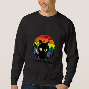 Womens Halloween Cat Rainbow Social Distancing 6 Sweatshirt