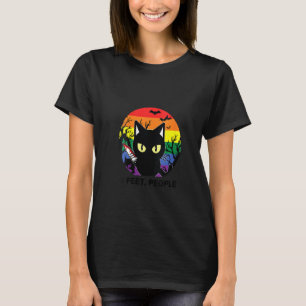 Womens Halloween Cat Rainbow Social Distancing 6 T-Shirt