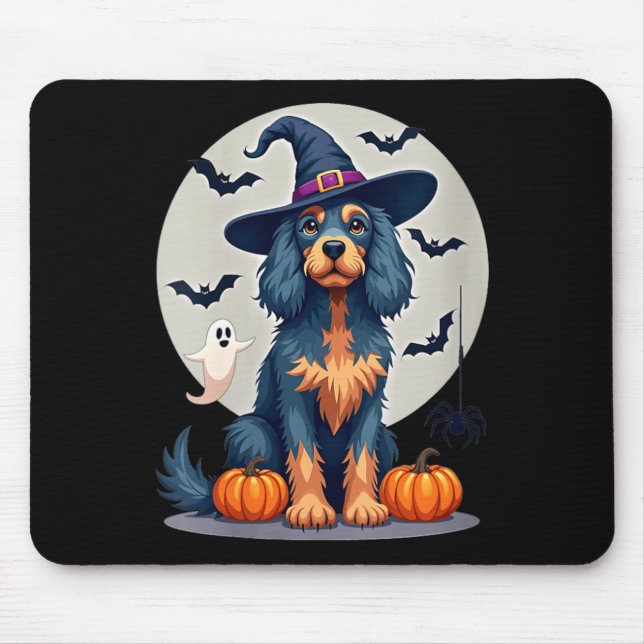 Womens Halloween Cocker Spaniel Dog Black Tan Mouse Mat (Front)