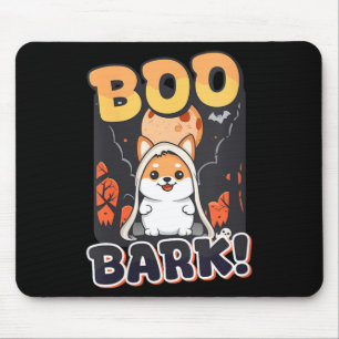 Womens Halloween Dog Boo Bark V-Neck Mouse Mat